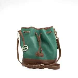vonajugreenleatherbucketbag