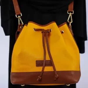 vonajuyellowleatherbucketbag