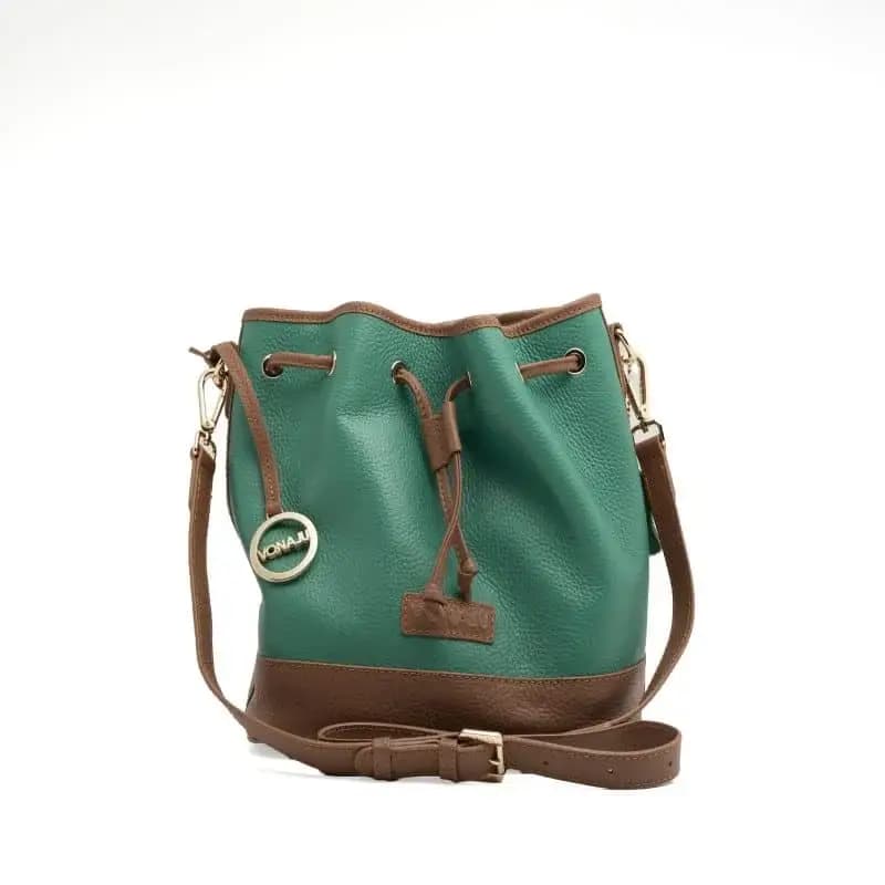 vonajugreenleatherbucketbag