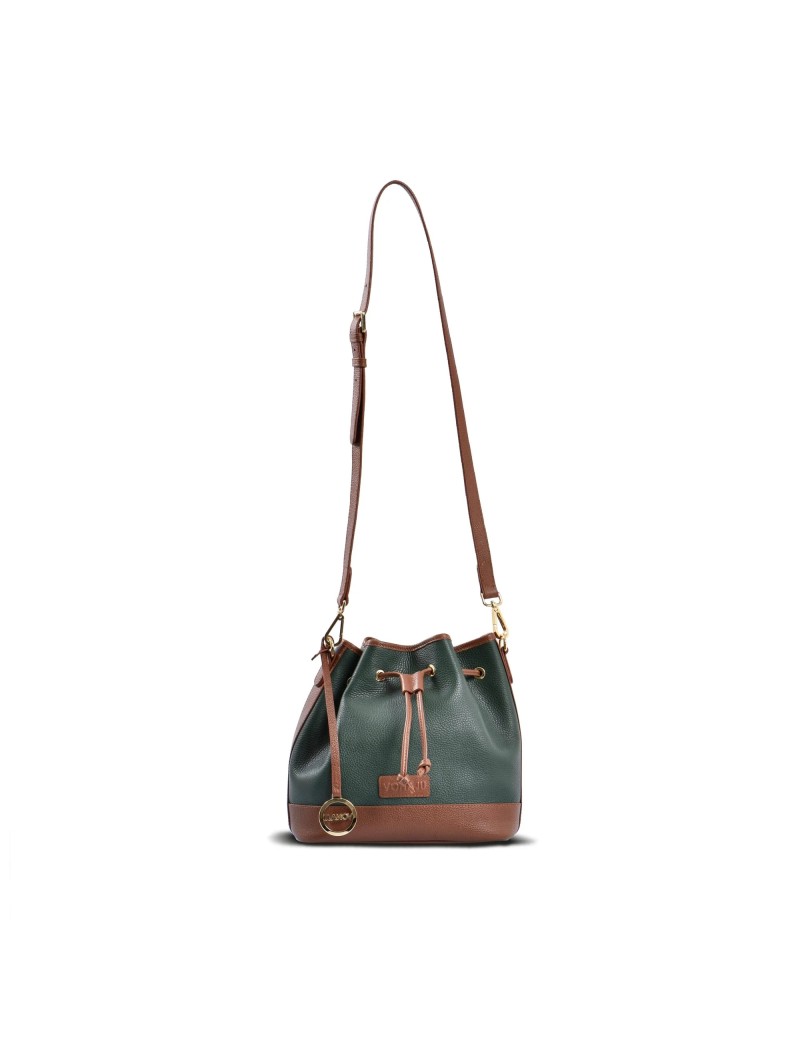 VONAJU GREEN LEATHER BUCKET BAG