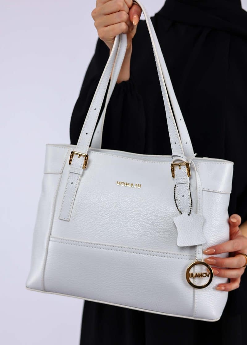 Vonaju White Timeless Leather Bag - Vonaju